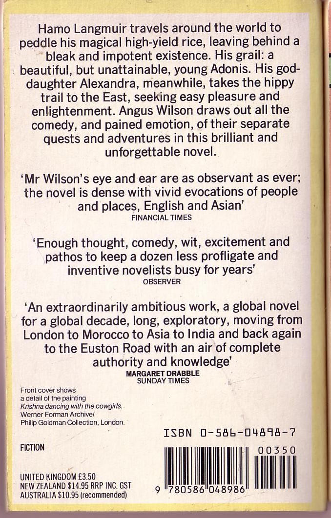 Angus Wilson  AS IF BY MAGIC magnified rear book cover image