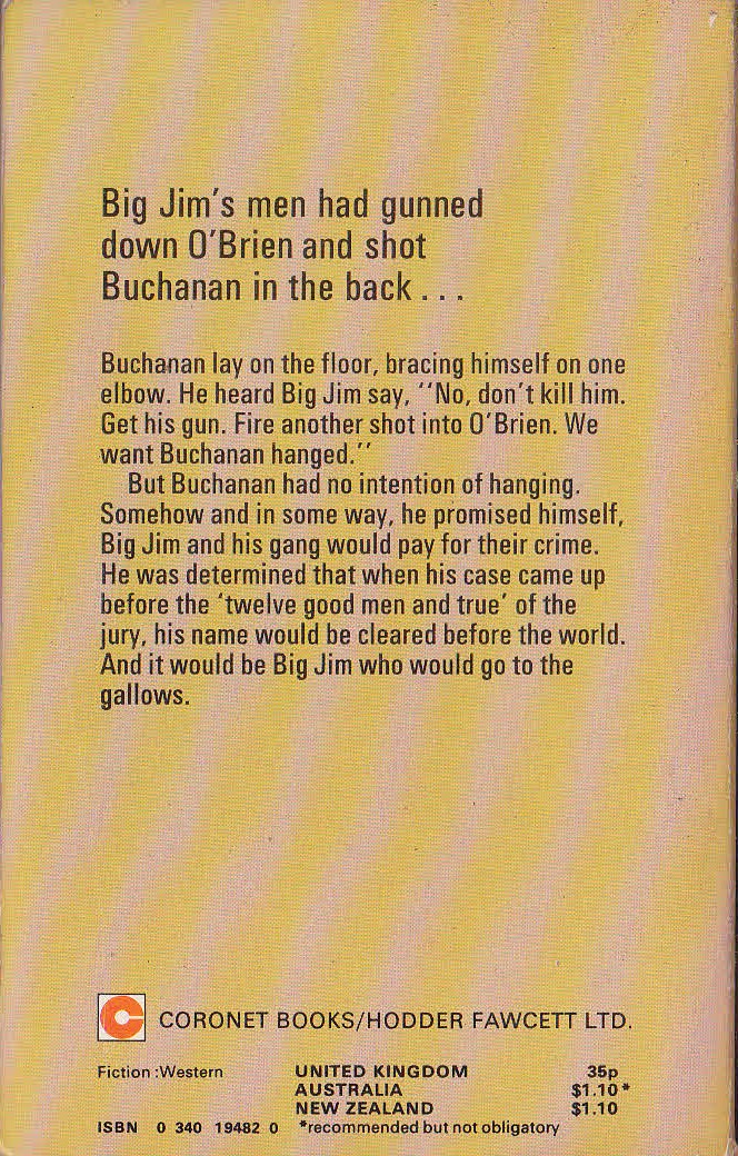 Jonas Ward  BUCHANAN ON THE RUN magnified rear book cover image