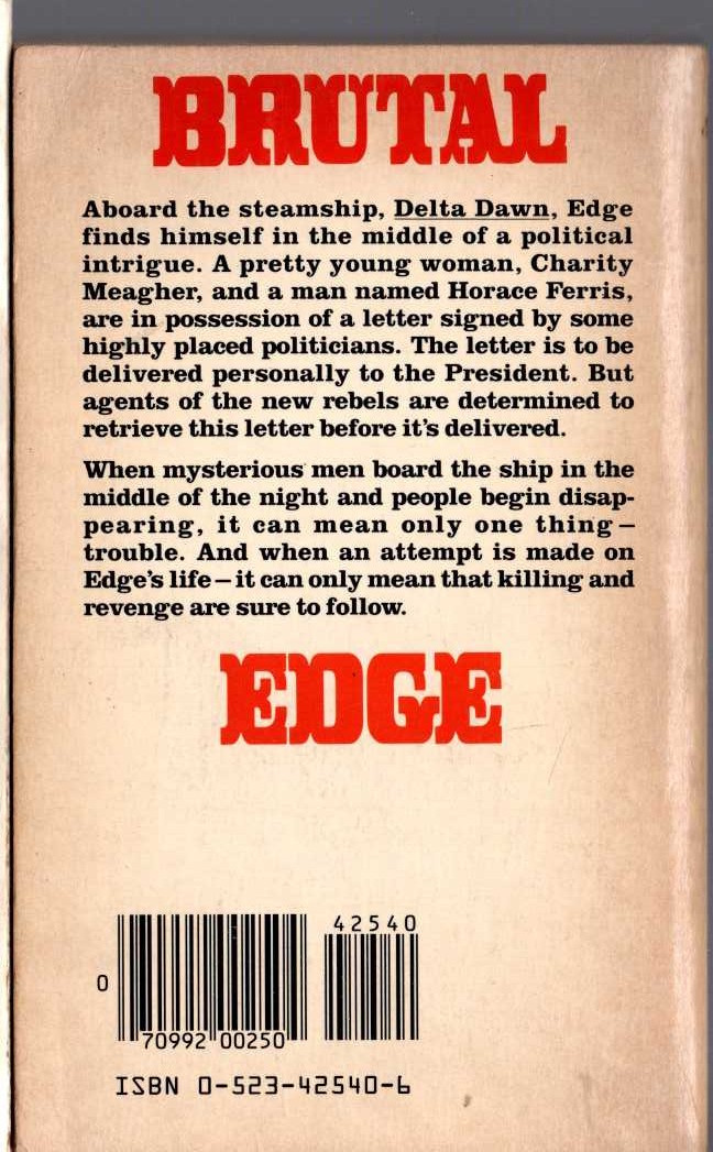 George G. Gilman  EDGE 23: ECHOES OF WAR magnified rear book cover image