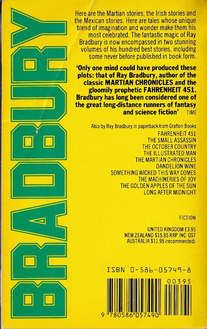 Ray Bradbury  THE STORIES OF RAY BRADBURY. Volume 2 magnified rear book cover image