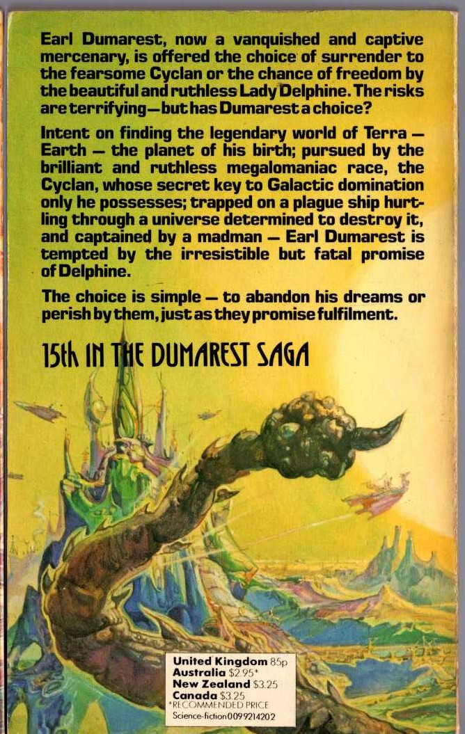 E.C. Tubb  SPECTRUM OF A FORGOTTEN SUN magnified rear book cover image