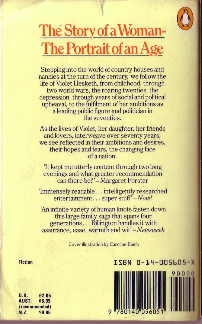 Rachel Billington  A WOMAN'S AGE magnified rear book cover image