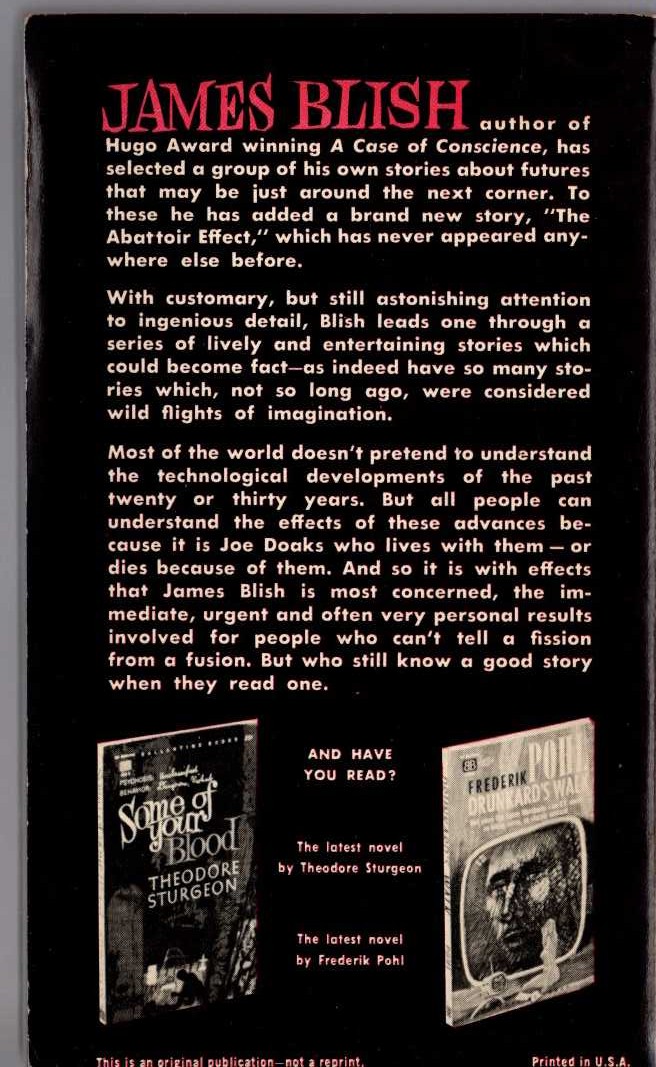 James Blish  SO CLOSE TO HOME magnified rear book cover image