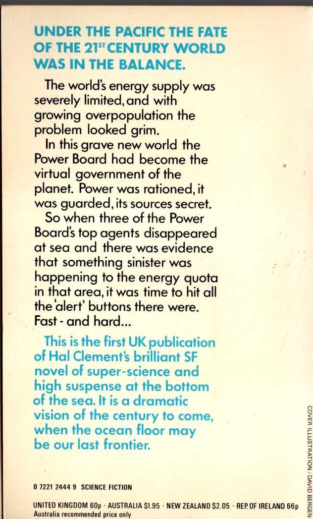 Hal Clement  OCEAN ON TOP magnified rear book cover image