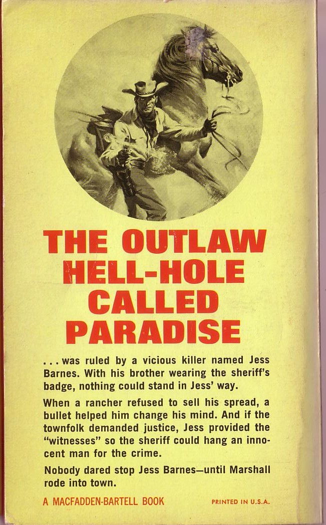Burt Arthur  GUNSMOKE IN PARADISE magnified rear book cover image