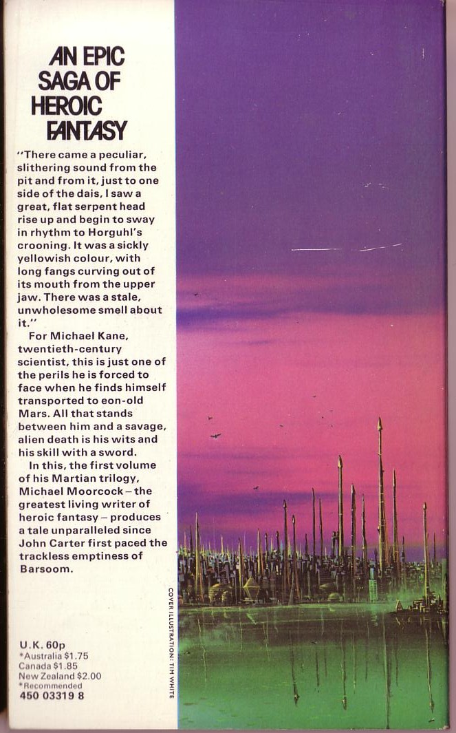 Michael Moorcock  CITY OF THE BEAST magnified rear book cover image