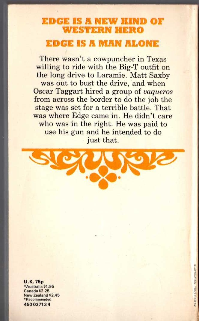 George G. Gilman  EDGE 27: DEATH DRIVE magnified rear book cover image
