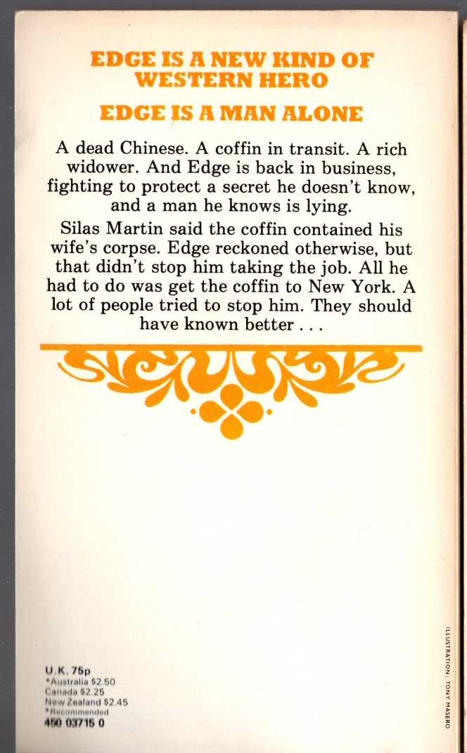 George G. Gilman  EDGE 29: THE LIVING, THE DYING & THE DEAD magnified rear book cover image