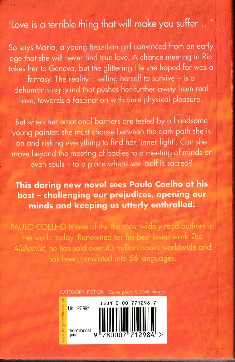 Paulo Coelho  ELEVEN MINUTES magnified rear book cover image