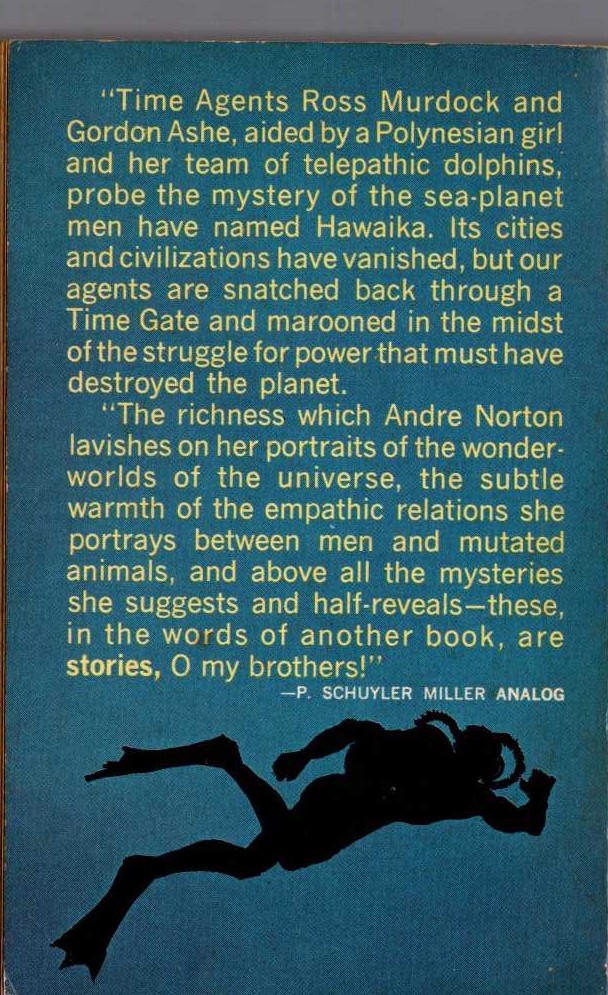 Andre Norton  KEY OUT OF TIME magnified rear book cover image