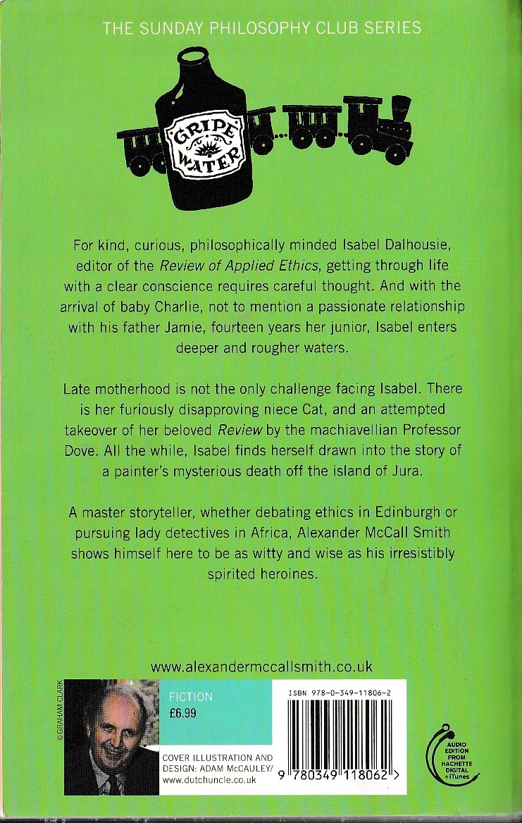 Alexander McCall Smith  THE CAREFUL USE OF COMPLIMENTS magnified rear book cover image