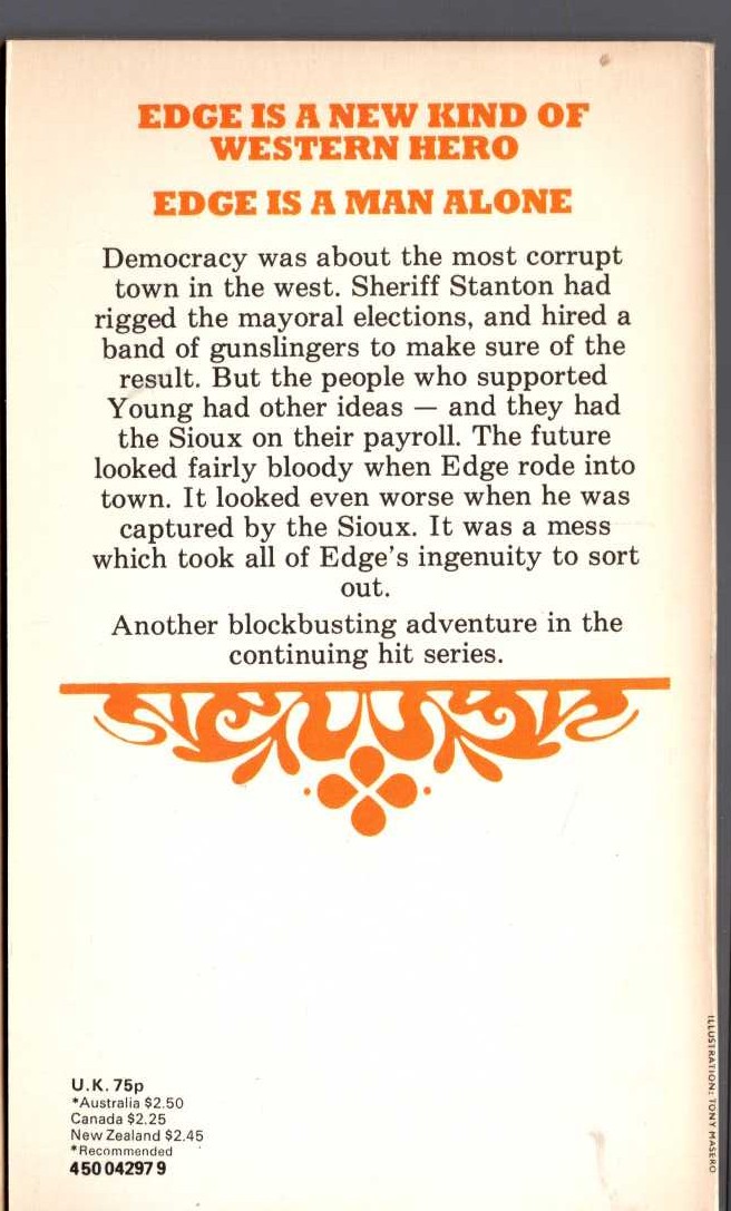 George G. Gilman  EDGE 24: THE DAY DEMOCRACY DIED magnified rear book cover image