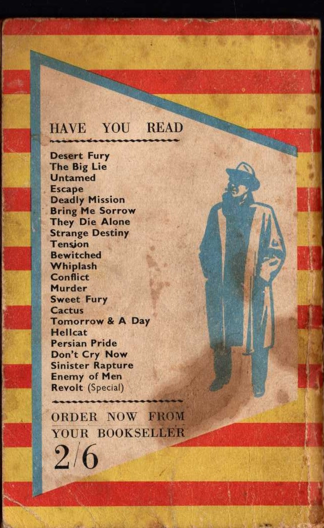 Hank Janson  STRANGE DESTINY magnified rear book cover image