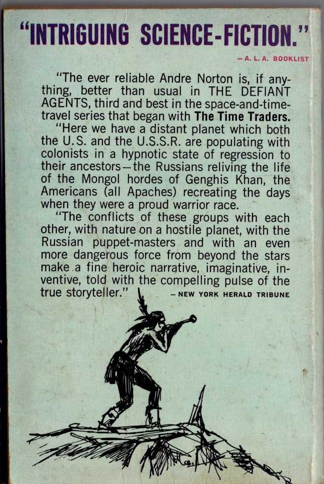 Andre Norton  THE DEFIANT AGENTS magnified rear book cover image