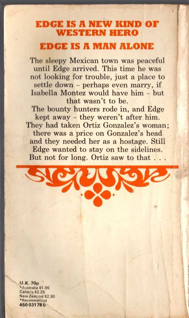 George G. Gilman  EDGE 26: SAVAGE DAWN magnified rear book cover image