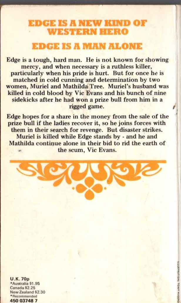 George G. Gilman  EDGE 18: TEN TOMBSTONES TO TEXAS magnified rear book cover image