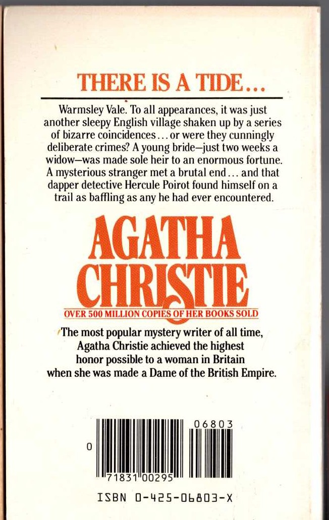 Agatha Christie  THERE IS A TIDE magnified rear book cover image