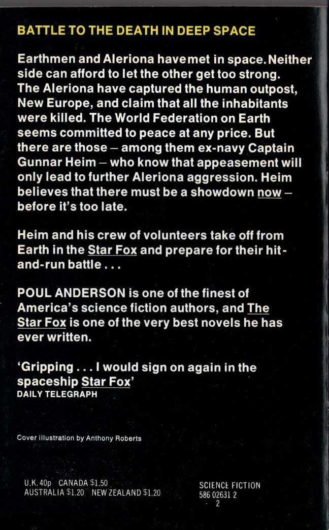 Poul Anderson  THE STAR FOX magnified rear book cover image