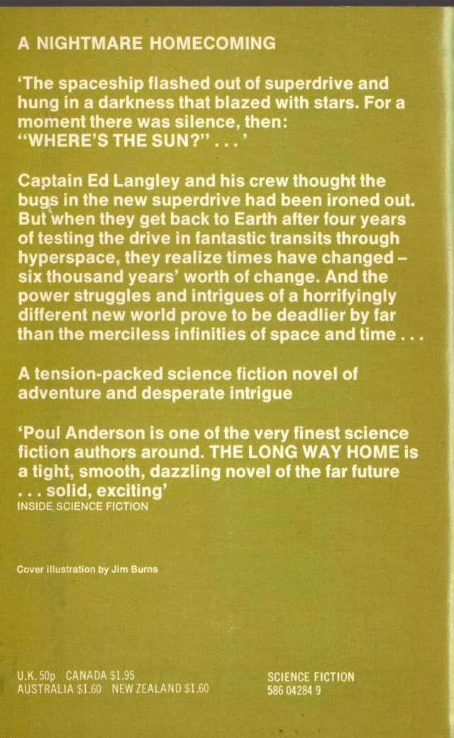 Poul Anderson  THE LONG WAY HOME magnified rear book cover image