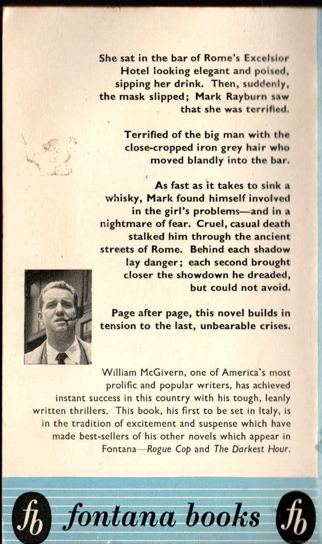 William McGivern  MARGIN OF TERROR magnified rear book cover image