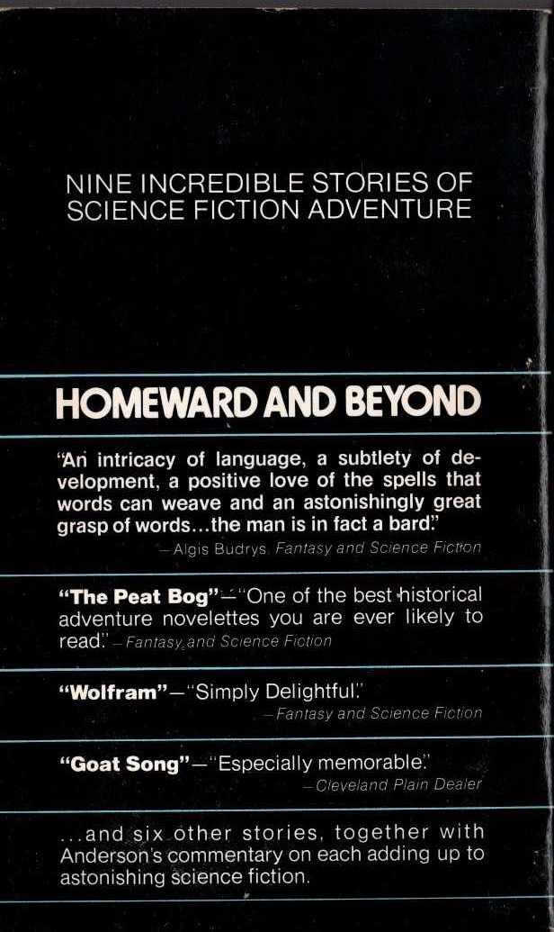 Poul Anderson  HOMEWARD AND BEYOND magnified rear book cover image