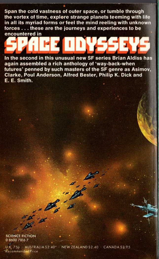 Brian Aldiss (Edits) SPACE ODYSSEYS magnified rear book cover image