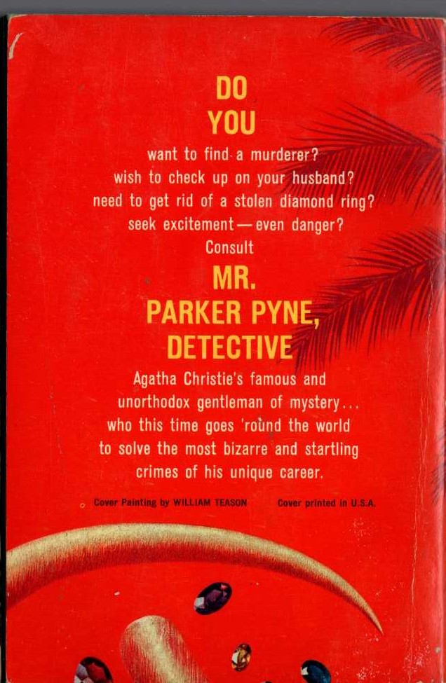Agatha Christie  MR. PARKER PYNE, DETECTIVE magnified rear book cover image
