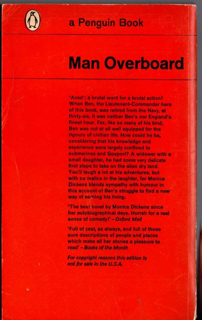 Monica Dickens  MAN OVERBOARD magnified rear book cover image
