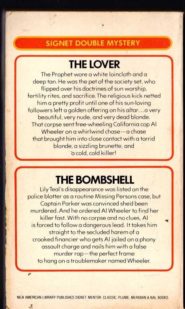 Carter Brown  THE LOVER and THE BOMBSHELL magnified rear book cover image