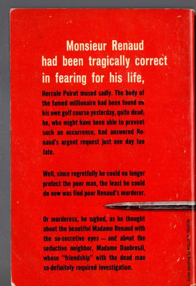 Agatha Christie  THE MURDER ON THE LINKS magnified rear book cover image