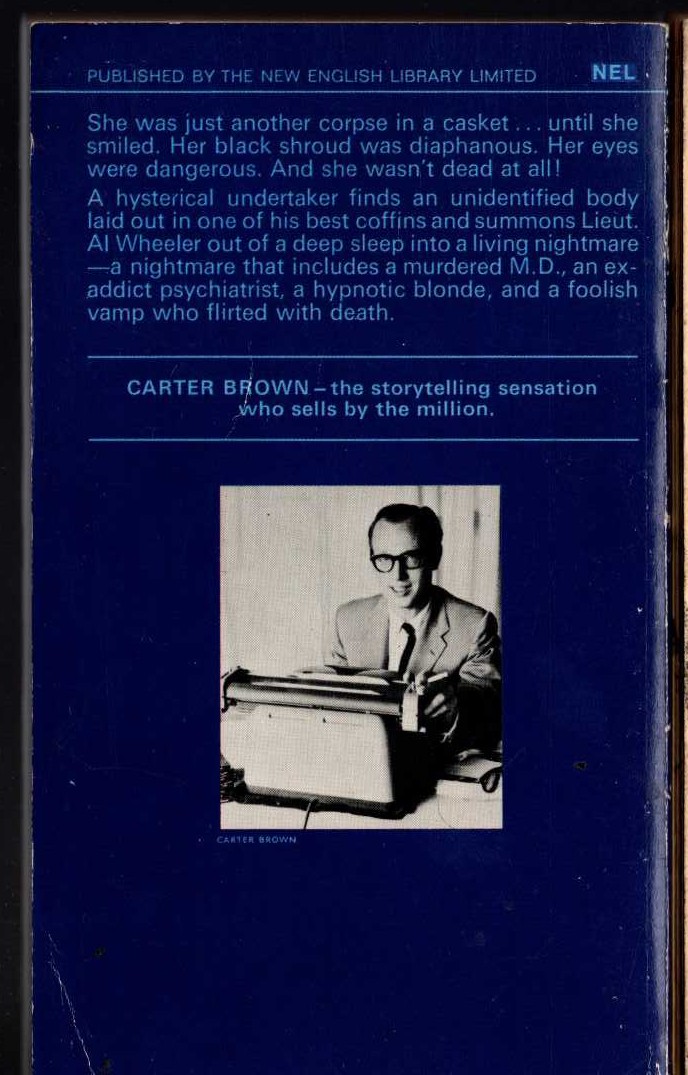 Carter Brown  GIRL IN A SHROUD magnified rear book cover image