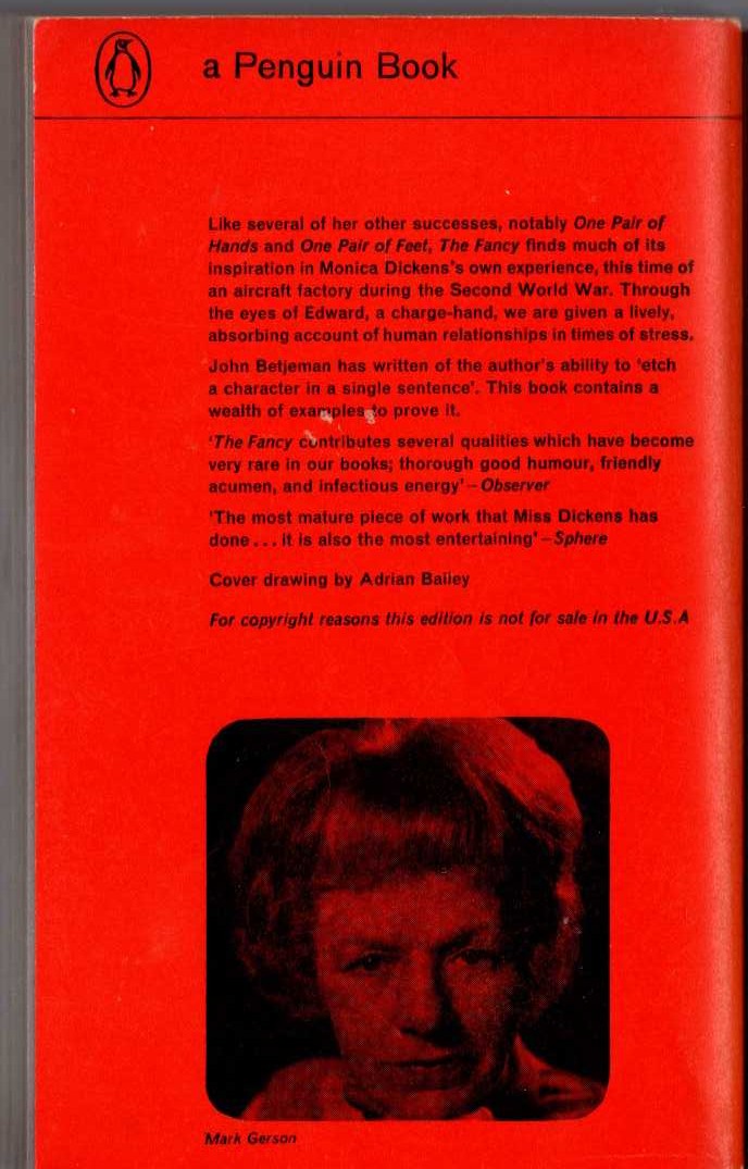 Monica Dickens  THE FANCY magnified rear book cover image