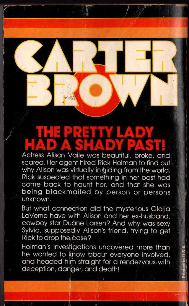 Carter Brown  THE PHANTOM LADY magnified rear book cover image