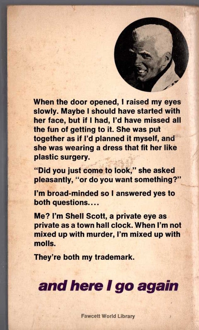 Richard S. Prather  THE SCRAMBLED YEGGS magnified rear book cover image