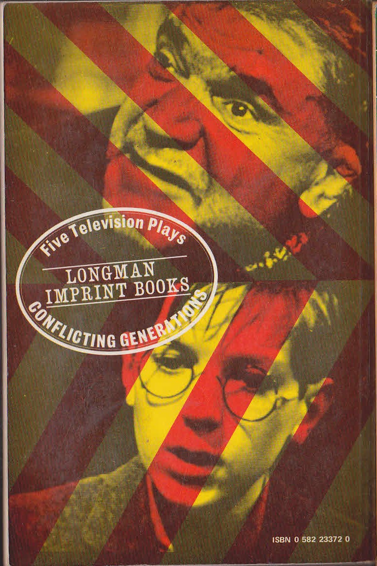 Various-Playwrights   CONFLICTING GENERATIONS: FIVE TELEVISION PLAYS magnified rear book cover image