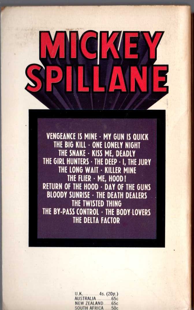 Mickey Spillane  I, THE JURY magnified rear book cover image