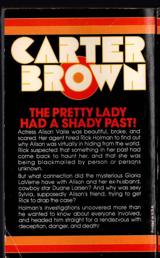 Carter Brown  THE PHANTOM LADY magnified rear book cover image