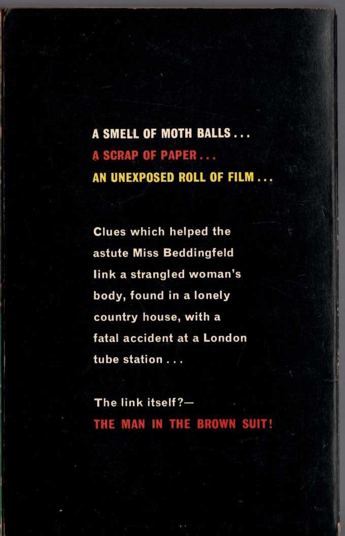Agatha Christie  THE MAN IN THE BROWN SUIT magnified rear book cover image