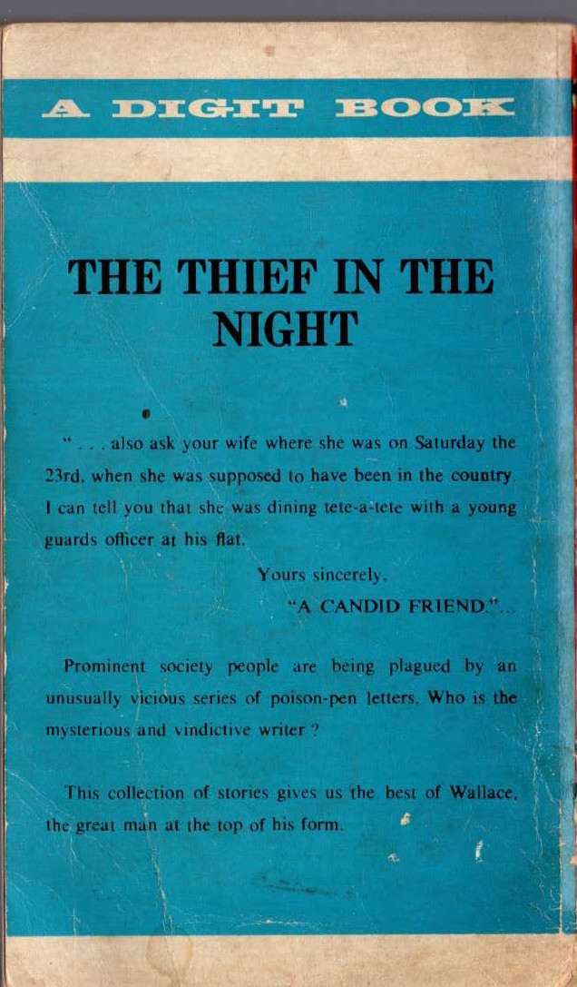 Edgar Wallace  THE THIEF IN THE NIGHT magnified rear book cover image