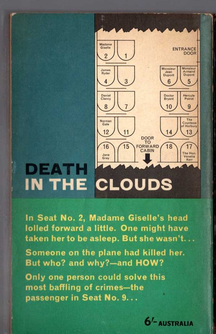 Agatha Christie  DEATH IN THE CLOUDS magnified rear book cover image