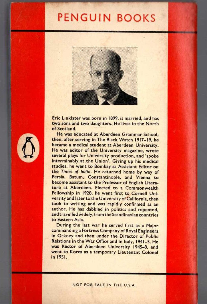 Eric Linklater  JUAN IN CHINA magnified rear book cover image