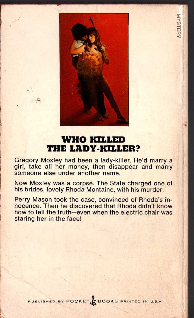 Erle Stanley Gardner  THE CASE OF THE CURIOUS BRIDE magnified rear book cover image