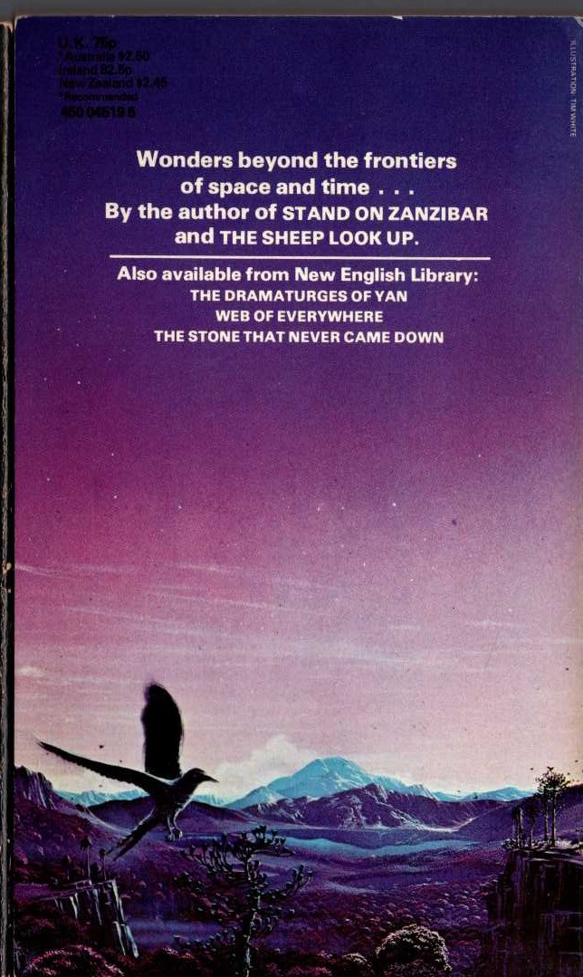 John Brunner  NOT BEFORE TIME magnified rear book cover image
