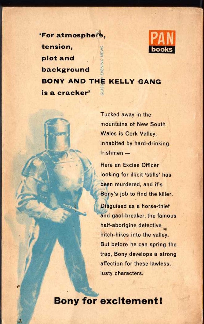 Arthur Upfield  BONY AND THE KELLY GANG magnified rear book cover image