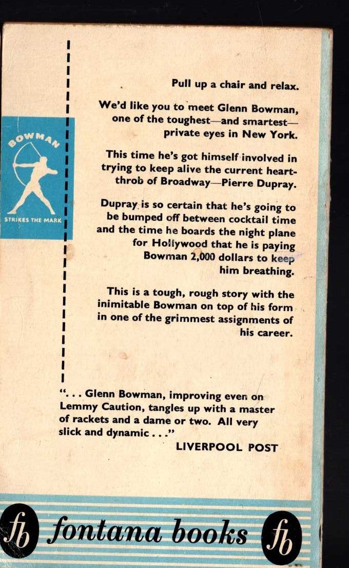 Hartley Howard  BOWMAN ON BROADWAY magnified rear book cover image