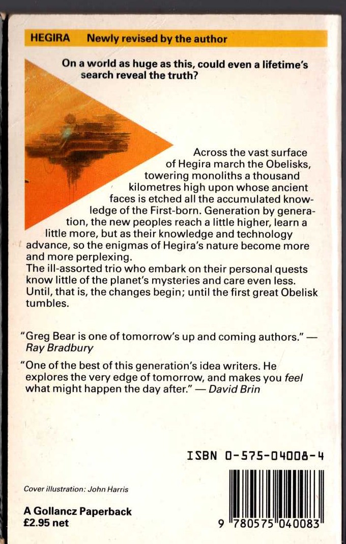 Greg Bear  HEGIRA magnified rear book cover image