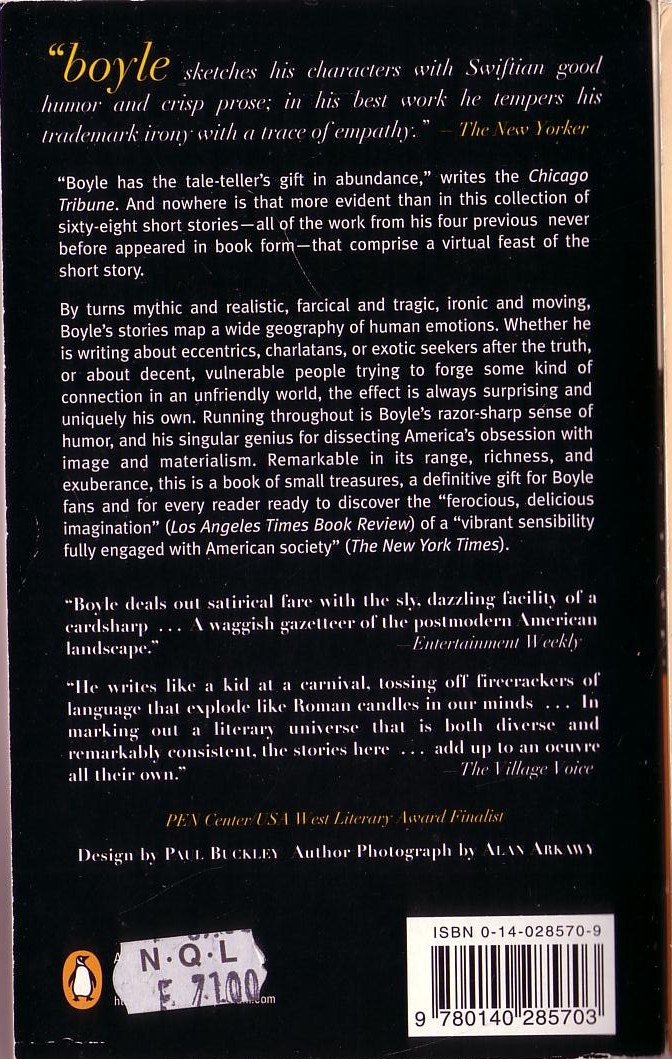 T.Coraghessan Boyle  STORIES magnified rear book cover image