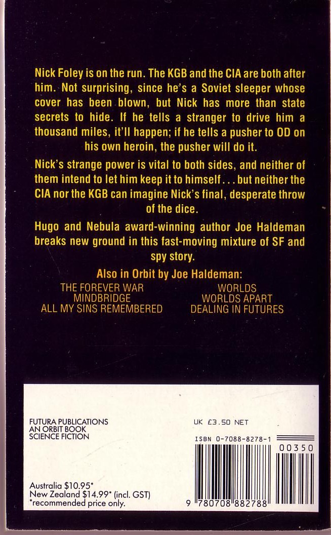 Joe Haldeman  TOOL OF THE TRADE magnified rear book cover image