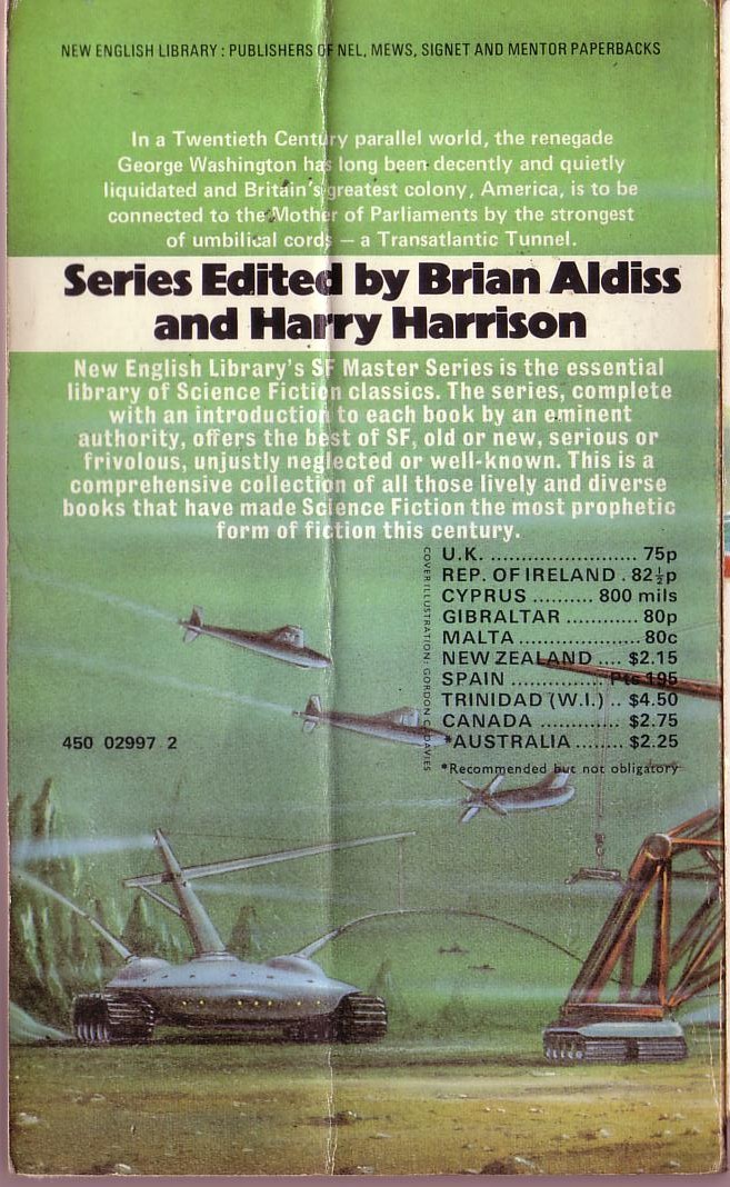 Harry Harrison  A TRANSATLANTIC TUNNEL, HURRAH! magnified rear book cover image