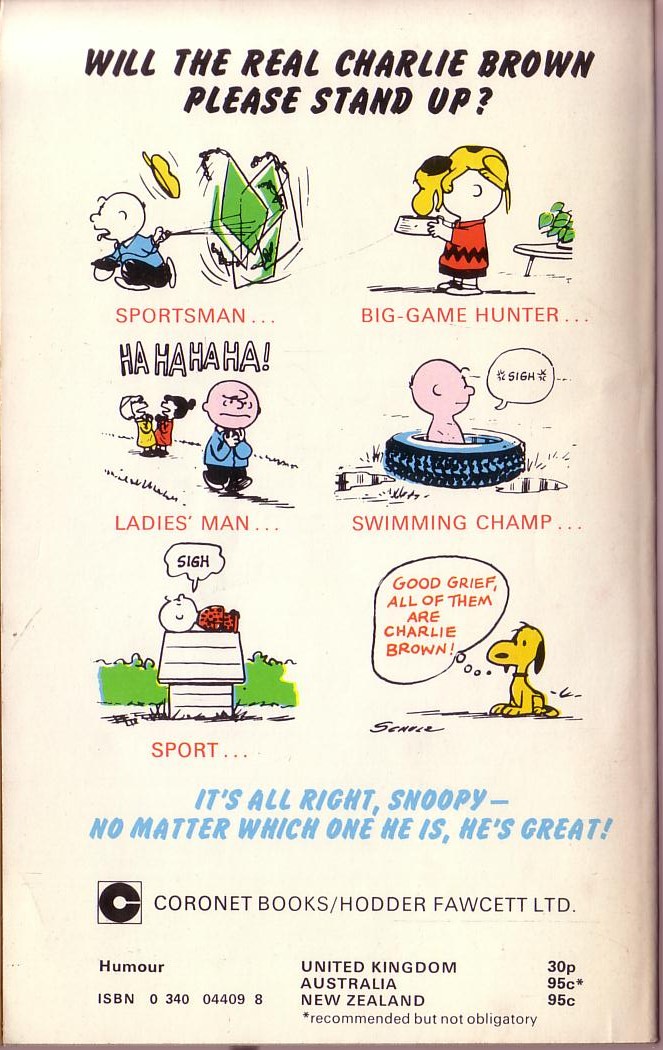 Charles M. Schulz  WHO DO YOU THINK YOU ARE, CHARLIE BROWN magnified rear book cover image